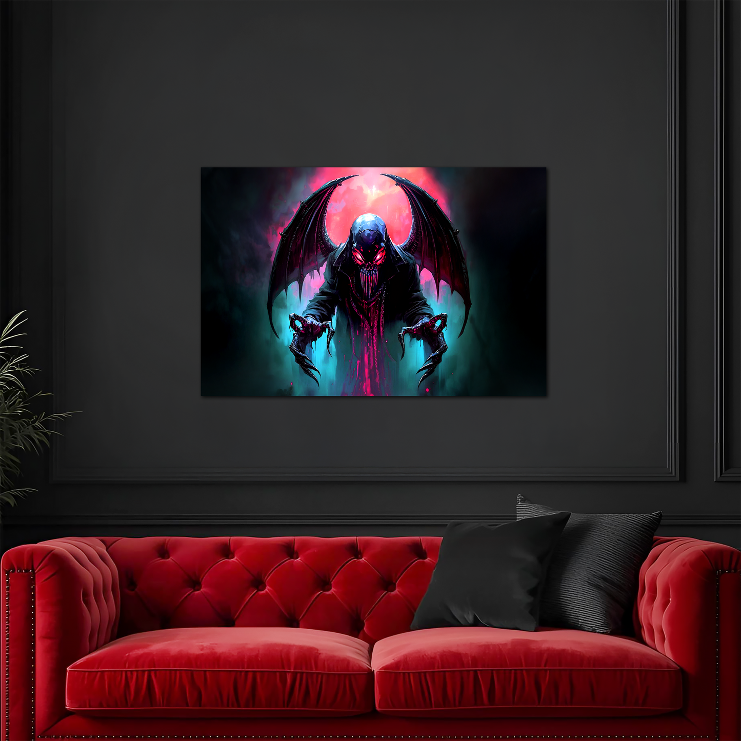 Neon Void Wraith - Winged Reaper - Aluminum Print Wall Art