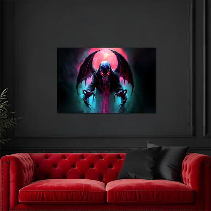 Neon Void Wraith - Winged Reaper - Aluminum Print Wall Art
