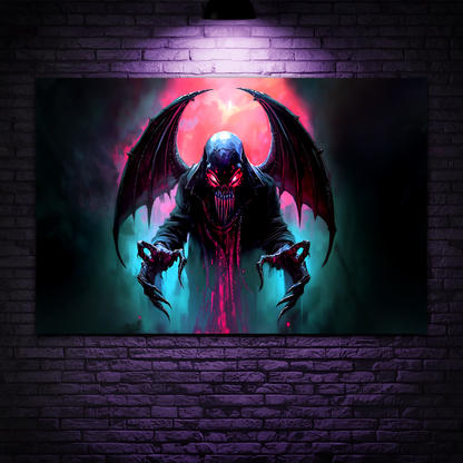 Neon Void Wraith - Winged Reaper - Aluminum Print Wall Art